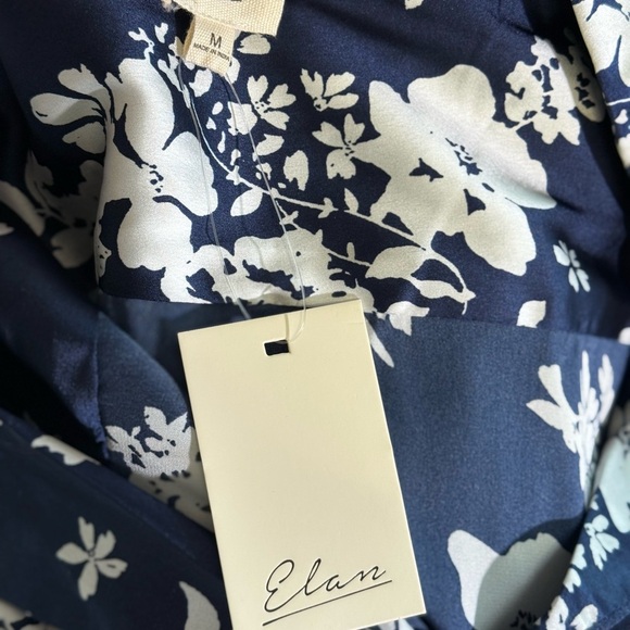 Elan Navy Blue Floral Button Down Shirt - Picture 3 of 5